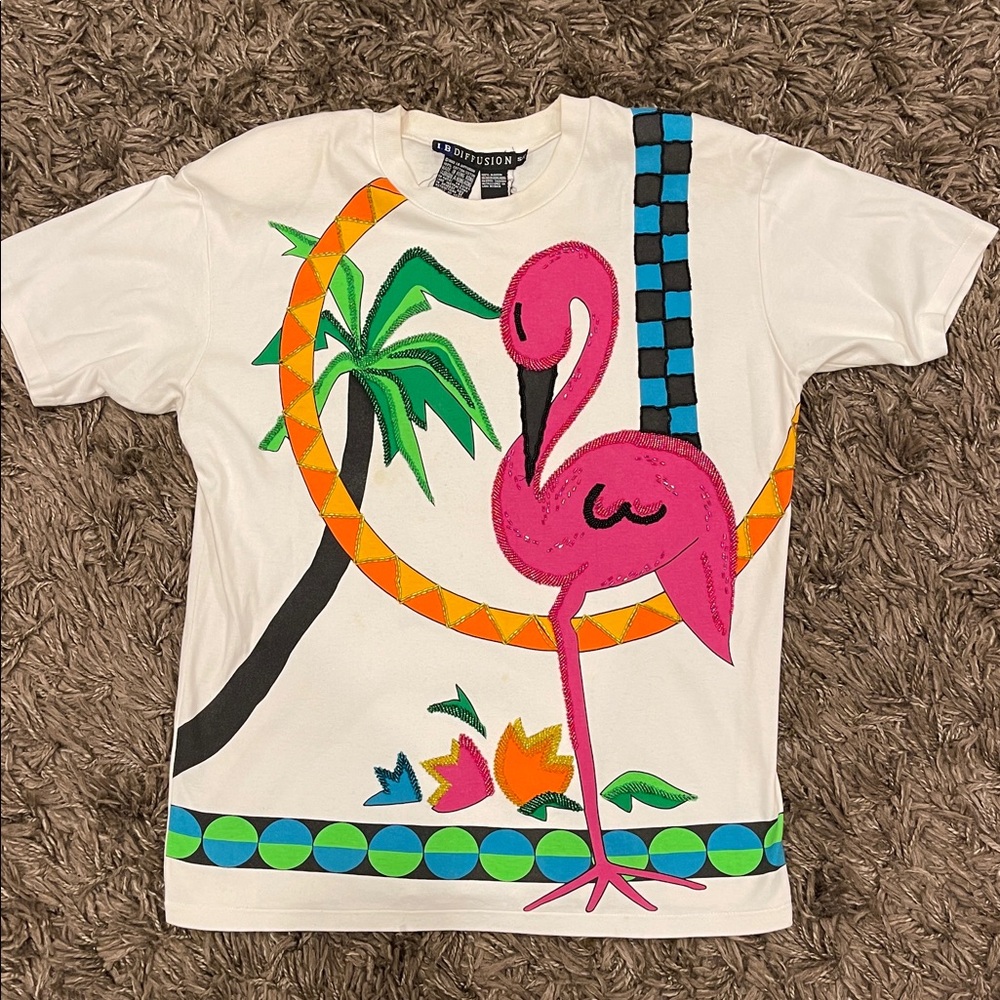 Rare 1992 Flamingo T-Shirt IB Diffusion Vintage Hong Kong Size S/M